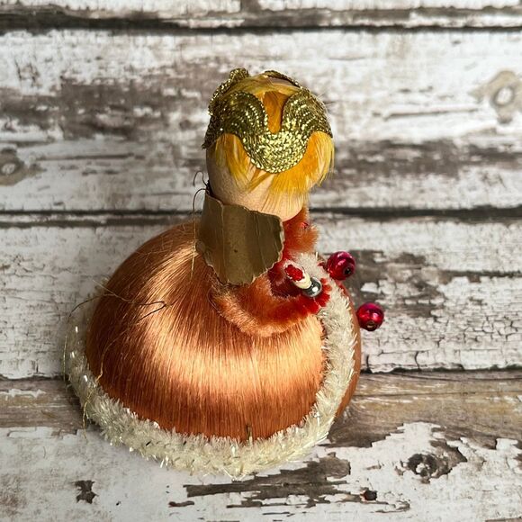 Vintage Christmas Composite Paper Mache Angel Ornament MCM Satin Japan - Picture 5 of 9